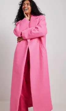 NA-KD Pink Oversized Fuzzy Full Length Coat