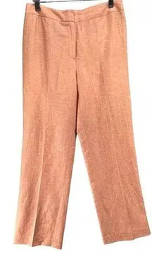 Lafayette 148 Pants Womens 4 Orange Linen Virgin Wool Wide Leg Mid Rise Trousers