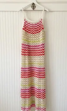 Rachel Zoe · XL · Chevron Crochet Knit Maxi Dress · Multicolored · Boho Resort