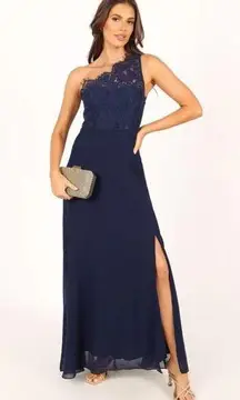 Petal & Pup Diana Navy Blue Lace One Shoulder Maxi Dress S