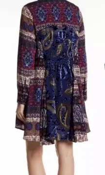 Aratta Silent Journey Boho‎ Paisley Floral Velvet Burnout Tunic Dress Large