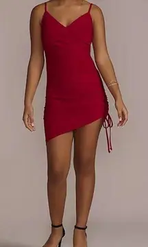 David's Bridal Morgan & Co Red Spaghetti Strap Mini Dress Bodycon Size 0