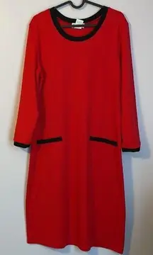 The  Vintage Knit Shift Dress Red Black size M