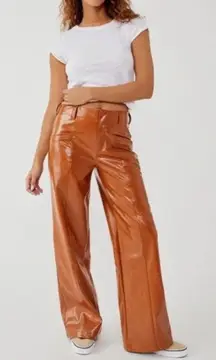 FREE PEOPLE Star Crossed Lovers Straight Pants Vegan Leather‎ Womens Size 8