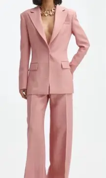 SET Oscar de la renta pink bow peak label jacket blazer and pants suit set