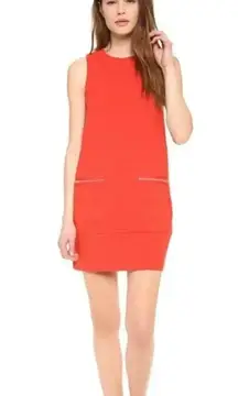 Madewell Sleeveless Zip Shift Dress Zipper Pockets Orange Red sz XSmall