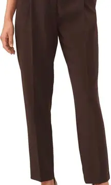 Brown Pleated Straight Leg Trouser