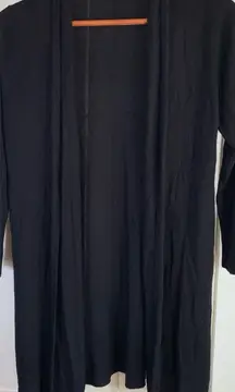 Joan Vass Studio Cardigan Sweater Womens Medium Black‎ Minimal Closet Staple