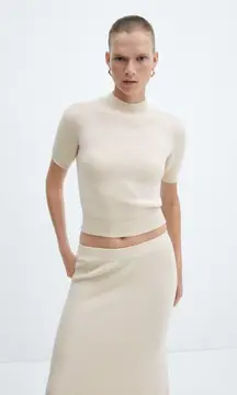 Mango mock neck short sleeve sweater