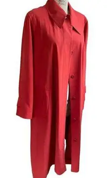 Vintage 90s Linda Allard for Ellen Tracy Red Silk Trench Coat - size 8