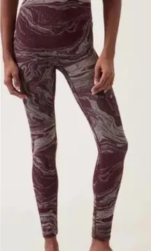 Athleta BUNDLE lot Aurora Shine tight Black & Cabernet Marble Seamless sz small