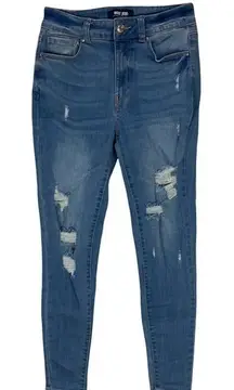 Wax‎ Jeans Stretch Light Wash Distressed Denim Skinny Leg