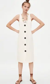Zara Cream Rustic Boho Button Front Sleeveless Dress Small