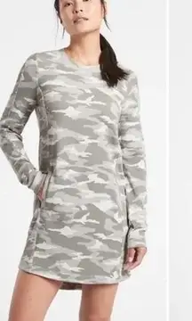 Athleta  Balance Camo Lux Long Sleeve Printed Dress, Sz M Petite