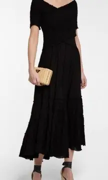 Poupette St Barth Black Soledad Midi Dress