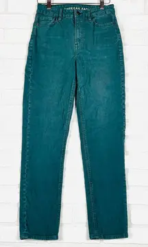 American Eagle Mom Straight‎ Jean Teal Corduroy Stretch Women, Size 0