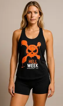 Orangetheory Women's Hell Week 2022 Tank Top Size S Black Skull Graphic OTF