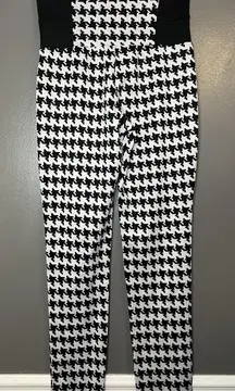 Eye Candy Leggings Womens Medium Black White Houndstooth High Waist On Stretch