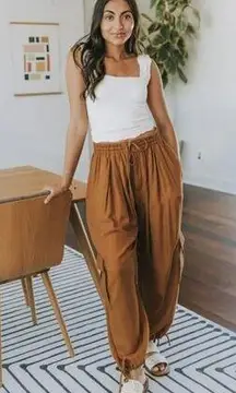 FREE PEOPLE Palash Solid Cargo Pants in Goldenrod Size Small