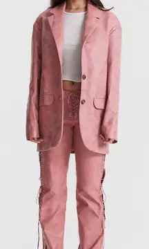 HOUSE OF CB 'Kiera' Warm Pink Vegan Leather Oversized‎ Blazer NWOT