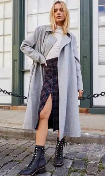 Free People Sierra Coat Wool Blend Wrap Jacket Gray Oversized Collar Size XS NWT