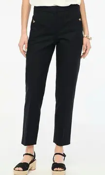 J. Crew Linen-cotton Blend Sailor Pants Black Straight Leg NWT $98 Size 14
