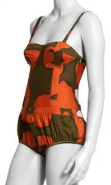 Marimekko H&M‎ ladies patterned sleeveless corset overall shorts size US 8