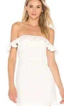 By The Way. Revolve Off The Shoulder Linen Blend Mini Dress Ruffle Womens Xs New