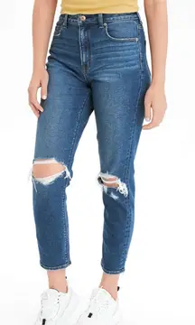 American Eagle Stretch Ripped Mom Jeans in Easy Breezy Blue Size 0
