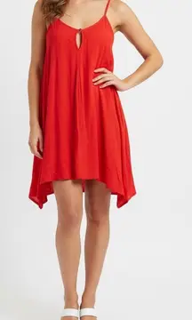 Roxy Red Cami Mini Dress Keyhole Spaghetti Straps Viscose M
