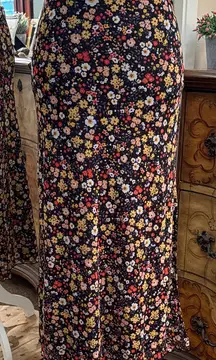 Urban Outfitters Floral Maxi Skirt - Black and Multicolor