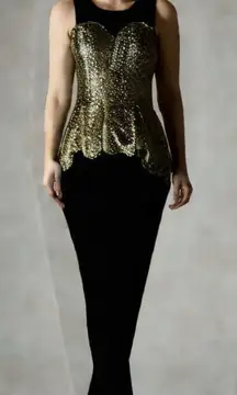 Gianni Bini Gold Sequin Peplum Top - Size Small