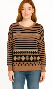 Moonlight Striped argyle sparkly oversized lightweight sweater