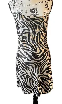 H&M Divided Zebra‎ Mini Satin Slip Cowl Neck, Dropped & Cross Back, Size Small