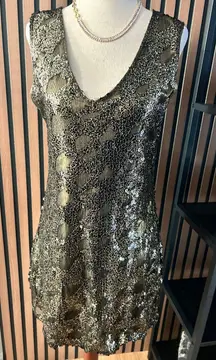 Express NYE sequin gold and black dress size small 1920 style dress short