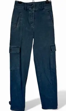 Wilfred Free Aritzia Teal Blue Cargo High Rise Jeans Womens 4 Fall Casual