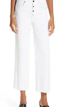 Rag & Bone Justine High Rise Wide Leg Button Fly White Clean Hem- Size 24