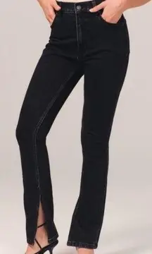 Abercrombie Jeans Curve Love Skinny High Rise Black Split Hem 28/6