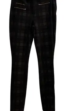DESIGN LAB Women Plaid Skinny Pants Zipper Detail Black Red Size 24