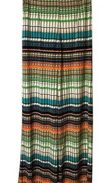 The Sang Multi Striped Plaid Colorful Wide Leg‎ Pants Festival Boho SP4621 NWT S