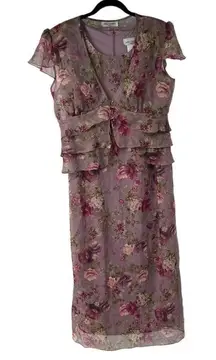 Miss Dorby Purple Watercolor 2 Pc Dress Blouse Set 90’s Women’s‎