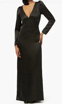 We Wore What Cowl Black Maxi Dress Polka Dot Size 4 NWT Gown
