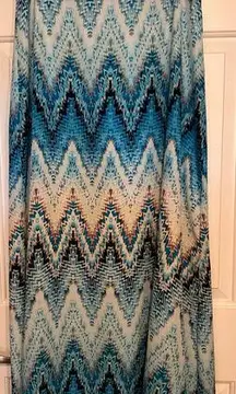 Saint Tropez West Skirt Size 8 Turquoise Black Purple Chevron 39" Long x 15 1/2"