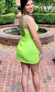 neon green hoco dress 