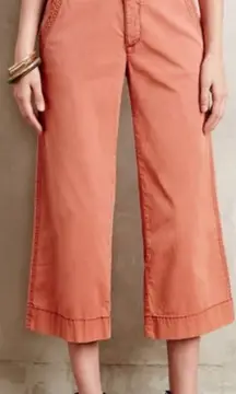 Anthropologie Hei Hei Stretch‎ Cotton Wide Leg Crop Chino Pants Size 26