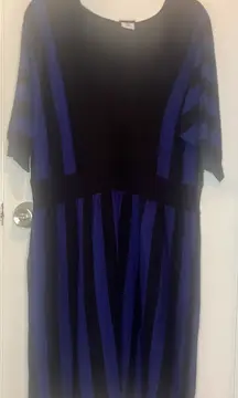 3 Women's Blue Striped V neck Dress Short Sleeve Plus Size 3x