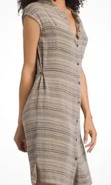 Prana Buenos‎ Dias Striped Sleeveless Button Down Shirt Dress Large Adjustable