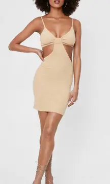 Ribbed Cutout V Neck Dress