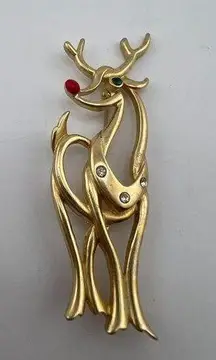 Vintage Christmas Rudolph The Red Nosed Reindeer Brooch Pin Modern