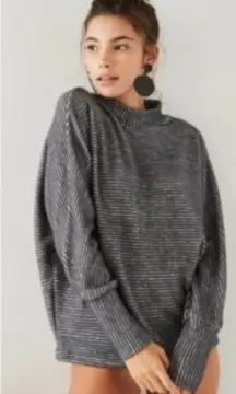 Out From Under Amelia Striped Sweater Mockneck Women's M Blue White